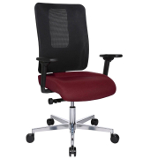 Bürostuhl Sitness Open X (N) Deluxe Alu mit Schiebesitz, bordeaux/schwarz / silber, mit Armlehnen, bis 110kg