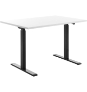 Sitz-Steh-Schreibtisch E-Table, elektrisch höhenverstellbar, 70-120cm (H), 120x80cm (BxT), rechteckig, weiß / schwarz