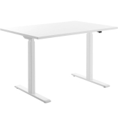 Sitz-Steh-Schreibtisch E-Table, elektrisch höhenverstellbar, 70-120cm (H), 120x80cm (BxT), rechteckig, weiß / weiß
