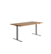 Sitz-Steh-Schreibtisch E-Table, elektrisch höhenverstellbar, 70-120cm (H), 160x80cm (BxT), rechteckig, buche / lichtgrau