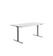 Sitz-Steh-Schreibtisch E-Table, elektrisch höhenverstellbar, 70-120cm (H), 160x80cm (BxT), rechteckig, weiß / lichtgrau