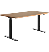 Sitz-Steh-Schreibtisch E-Table, elektrisch höhenverstellbar, 70-120cm (H), 160x80cm (BxT), rechteckig, buche / schwarz