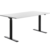 Sitz-Steh-Schreibtisch E-Table, elektrisch höhenverstellbar, 70-120cm (H), 160x80cm (BxT), rechteckig, weiß / schwarz