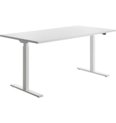 Sitz-Steh-Schreibtisch E-Table, elektrisch höhenverstellbar, 70-120cm (H), 160x80cm (BxT), rechteckig, weiß / weiß