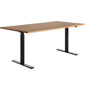 Sitz-Steh-Schreibtisch E-Table, elektrisch höhenverstellbar, 70-120cm (H), 180x80cm (BxT), rechteckig, buche / schwarz