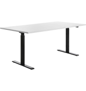 Sitz-Steh-Schreibtisch E-Table, elektrisch höhenverstellbar, 70-120cm (H), 180x80cm (BxT), rechteckig, weiß / schwarz