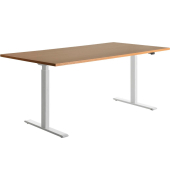Sitz-Steh-Schreibtisch E-Table, elektrisch höhenverstellbar, 70-120cm (H), 180x80cm (BxT), rechteckig, buche / weiß
