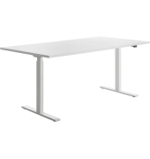 Sitz-Steh-Schreibtisch E-Table, elektrisch höhenverstellbar, 70-120cm (H), 180x80cm (BxT), rechteckig, weiß / weiß