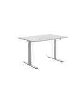 Sitz-Steh-Schreibtisch E-Table, elektrisch höhenverstellbar, 70-120cm (H), 120x80cm (BxT), rechteckig, lichtgrau / lichtgrau
