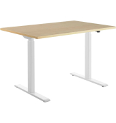 Sitz-Steh-Schreibtisch E-Table, elektrisch höhenverstellbar, 70-120cm (H), 120x80cm (BxT), rechteckig, ahorn / weiß