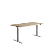 Sitz-Steh-Schreibtisch E-Table, elektrisch höhenverstellbar, 70-120cm (H), 160x80cm (BxT), rechteckig, ahorn / lichtgrau