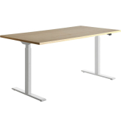 Sitz-Steh-Schreibtisch E-Table, elektrisch höhenverstellbar, 70-120cm (H), 160x80cm (BxT), rechteckig, ahorn / weiß