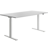 Sitz-Steh-Schreibtisch E-Table, elektrisch höhenverstellbar, 70-120cm (H), 160x80cm (BxT), rechteckig, lichtgrau / weiß