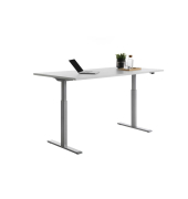 Sitz-Steh-Schreibtisch E-Table, elektrisch höhenverstellbar, 70-120cm (H), 180x80cm (BxT), rechteckig, lichtgrau / lichtgrau