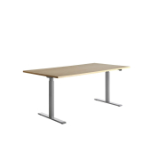 Sitz-Steh-Schreibtisch E-Table, elektrisch höhenverstellbar, 70-120cm (H), 180x80cm (BxT), rechteckig, ahorn / lichtgrau