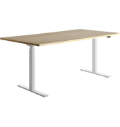 Sitz-Steh-Schreibtisch E-Table, elektrisch höhenverstellbar, 70-120cm (H), 180x80cm (BxT), rechteckig, ahorn / weiß
