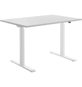 Sitz-Steh-Schreibtisch E-Table, elektrisch höhenverstellbar, 70-120cm (H), 120x80cm (BxT), rechteckig, lichtgrau / weiß