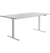 Sitz-Steh-Schreibtisch E-Table, elektrisch höhenverstellbar, 70-120cm (H), 180x80cm (BxT), rechteckig, lichtgrau / weiß