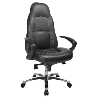 Chefsessel RS1 echt Leder mit Armlehnen schwarz