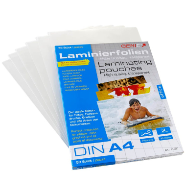 Laminierfolien 11387, A4, 216x303mm, 80mic, gl&auml;nzend