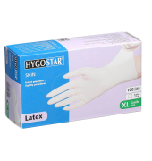 Einweghandschuhe Hygostar Skin, Latex, lebensmittelecht, weiß, Größe 10 / XL,