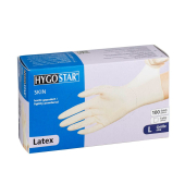 Einweghandschuhe Hygostar Skin, Latex, lebensmittelecht, weiß, Größe 9 / L,