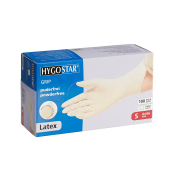 Einweghandschuhe Hygostar Grip, Latex, lebensmittelecht, weiß, Größe 7 / S,