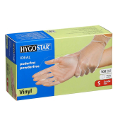 Einweghandschuhe Hygostar Ideal, Vinyl, lebensmittelecht, transparent, Größe 7 / S,