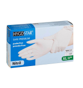 Einweghandschuhe Hygostar Safe Premium, Nitril, lebensmittelecht, weiß, Größe 10 / XL,