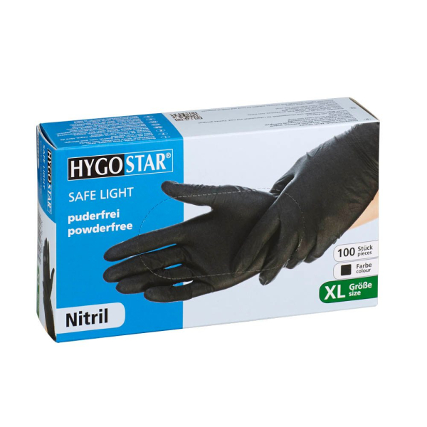 4015544270082 - Einmalhandschuhe Hygostar Safe Light 27008 Lebensmittelecht schwarz Größe XL 10 Nitril 4015544270082 27008 100 Stück