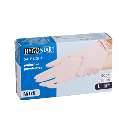 Einweghandschuhe Hygostar Safe Light, Nitril, lebensmittelecht, pink, Größe 9 / L,
