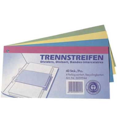 Trennstreifen 5059944 Trennstreifen Q-Connect farbig sortiert 190g gelocht 24x10,5cm 