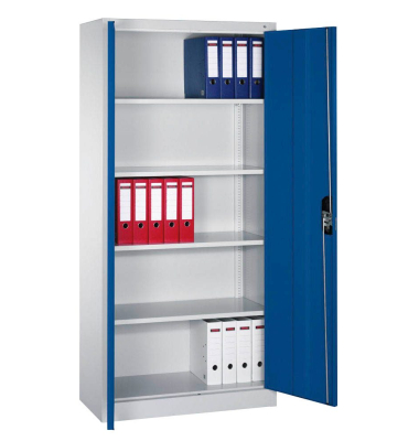 Aktenschrank 9260-000, Stahl abschließbar, 5 OH, 93 x 195 x 40 cm, blau/lichtgrau