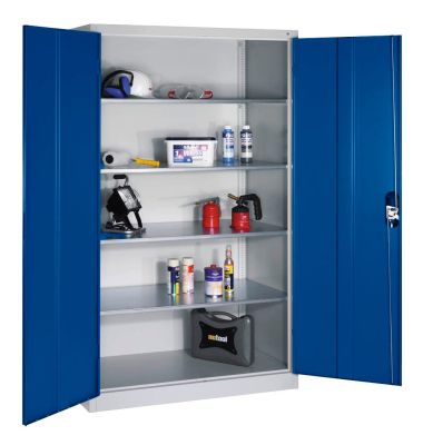 Werkstattschrank 8932-052, Stahl abschließbar, 5 OH, 120 x 195 x 60 cm, blau/lichtgrau