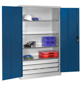 Werkstattschrank 8931-503, Stahl abschließbar, 4 OH, 120 x 195 x 50 cm, blau/lichtgrau