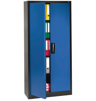 Aktenschrank 9260-000, Stahl abschließbar, 5 OH, 93 x 195 x 40 cm, enzianblau/anthrazit