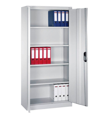 Aktenschrank 9260-000, Stahl abschließbar, 5 OH, 93 x 195 x 40 cm, lichtgrau