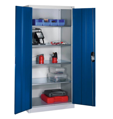 Werkstattschrank 8921-052, Stahl abschließbar, 5 OH, 93 x 195 x 50 cm, blau/lichtgrau