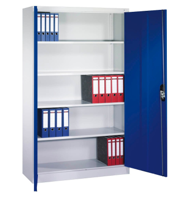 Aktenschrank 9460-000, Stahl abschließbar, 5 OH, 120 x 195 x 40 cm, blau/lichtgrau