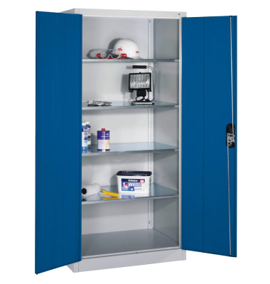 Werkstattschrank 8922-052, Stahl abschließbar, 5 OH, 93 x 195 x 60 cm, blau/lichtgrau