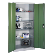Werkstattschrank 8921-052, Stahl abschließbar, 5 OH, 93 x 195 x 50 cm, grün/lichtgrau