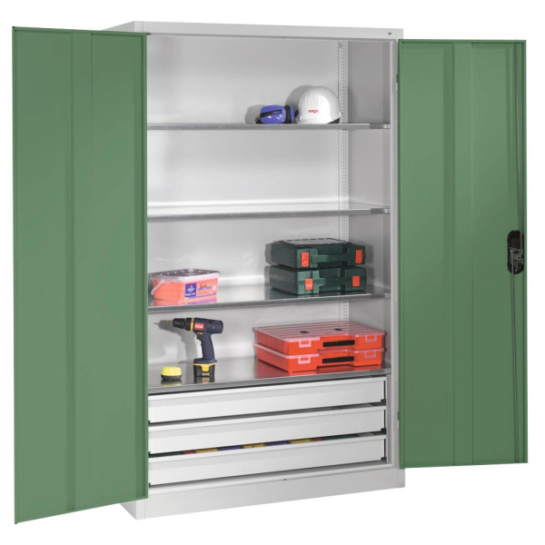 4064615116569 - Werkstattschrank 8931-503 Stahl abschließbar 4 OH 120 x 195 x 50 cm grün lichtgrau 4064615116569 C+P-Möbel