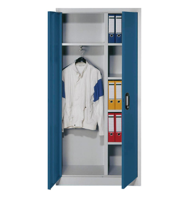 Garderobenschrank 9260-30, Stahl abschließbar, 5 OH, 93 x 195 x 40 cm, blau/lichtgrau