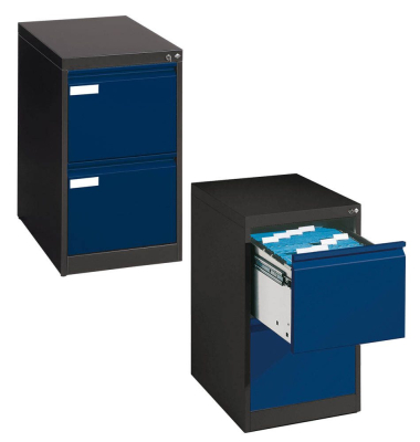 Hängeregistraturschränke einbahnig 2 Schubfächer anthrazit/blau 12412-311