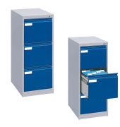 Hängeregistraturschrank einbahnig 3 Schubfächer lichtgrau/blau