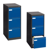 Hängeregistraturschränke einbahnig 3 Schubfächer anthrazit/blau