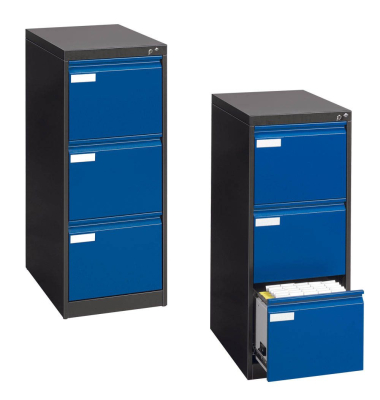 Hängeregistraturschränke einbahnig 3 Schubfächer anthrazit/blau