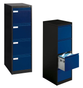 Hängeregistraturschränke einbahnig 4 Schubfächer anthrazit/blau