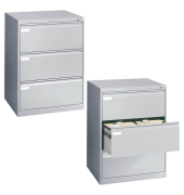 Hängeregistraturschränke doppelbahnig, 3 Schubfächer, silber