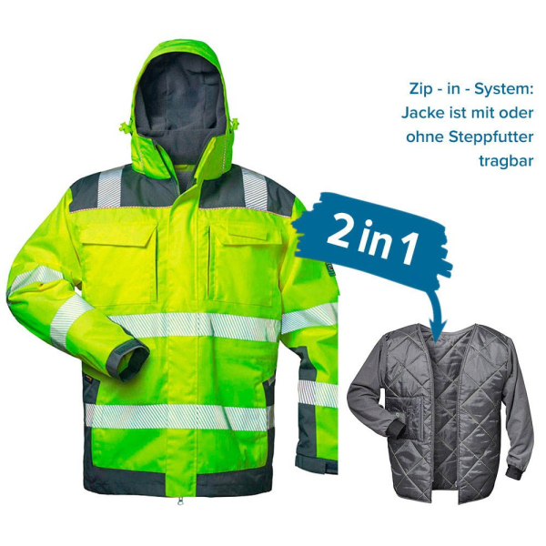 4025888255072 - elysee® unisex Warnjacke Winter RUFUS gelb grau Größe L 4025888255072 - elysee® unisex Warnjacke Winter RUFUS gelb grau Größe L